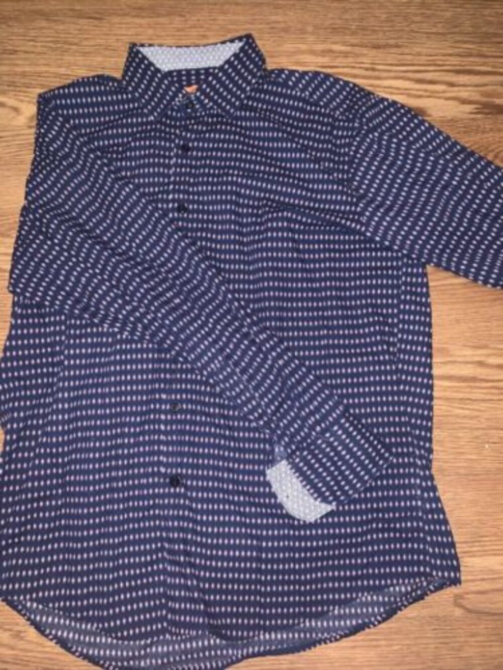 Tallia Men's Long Sleeve Button Up Shirt Large Blue With Design Casual Print